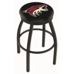 30 Inch Black Arizona Coyotes Swivel Counter Stool W/ Accent Ring