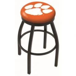 25 Inch Black Clemson Swivel Bar Stool W/ Accent Ring