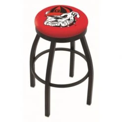 30 Inch Black Georgia Bulldog Swivel Counter Stool W/ Accent Ring