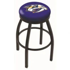 25 Inch Black Nashville Predators Swivel Bar Stool W/ Accent Ring