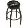 25 Inch Black San Jose Sharks Swivel Bar Stool W/ Accent Ring