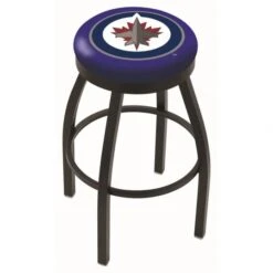 30 Inch Black Winnipeg Jets Swivel Counter Stool W/ Accent Ring