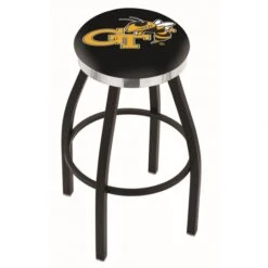 30 Inch Black Georgia Tech Swivel Counter Stool W/ Chrome Accent Ring