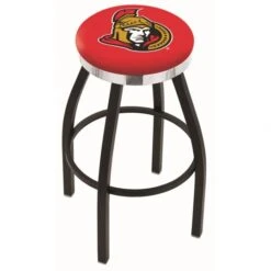 25 Inch Black Ottawa Senators Swivel Bar Stool W/ Chrome Accent Ring