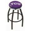 25 Inch Black TCU Swivel Bar Stool W/ Chrome Accent Ring