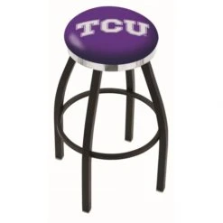 25 Inch Black TCU Swivel Bar Stool W/ Chrome Accent Ring