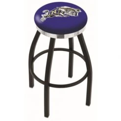 25 Inch Black US Naval Academy (NAVY) Swivel Bar Stool W/ Chrome Accent Ring