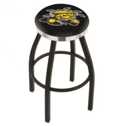 30 Inch Black Wichita State Swivel Counter Stool W/ Chrome Accent Ring