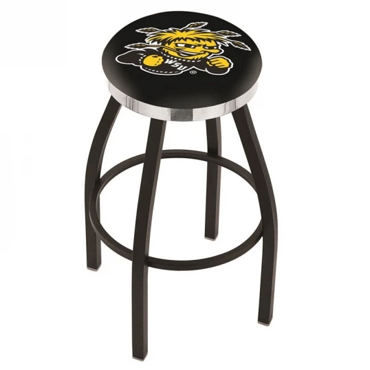 30 Inch Black Wichita State Swivel Counter Stool W/ Chrome Accent Ring 1 30 Inch Black Wichita State Swivel Counter Stool W/ Chrome Accent Ring