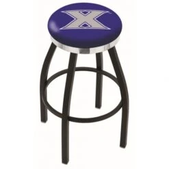 30 Inch Black Xavier Swivel Counter Stool W/ Chrome Accent Ring