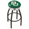 30 Inch Black Baylor Swivel Counter Stool W/ Chrome Ribbed Accent