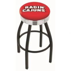 30 Inch Black Louisiana-Lafayette Swivel Counter Stool W/ Chrome Ribbed Accent