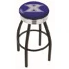 25 Inch Black Xavier Swivel Bar Stool W/ Chrome Ribbed Accent