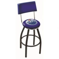 25 Inch Black Edmonton Oilers Swivel Bar Stool W/ Back