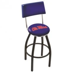 30 Inch Black Ole Miss Swivel Counter Stool W/ Back