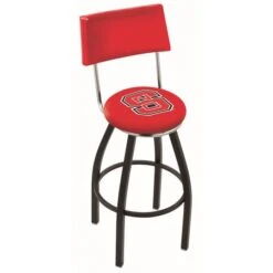 25 Inch Black North Carolina State Swivel Bar Stool W/ Back
