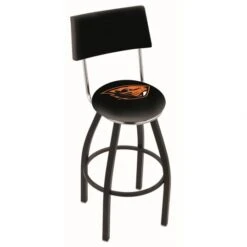30 Inch Black Oregon State Swivel Counter Stool W/ Back