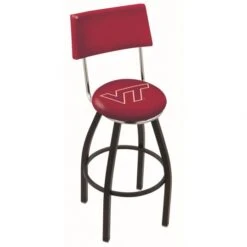 25 Inch Black Virginia Tech Swivel Bar Stool W/ Back