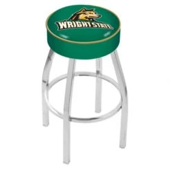25 Inch Wright State Logo Swivel Bar Stool W/ Chrome Base