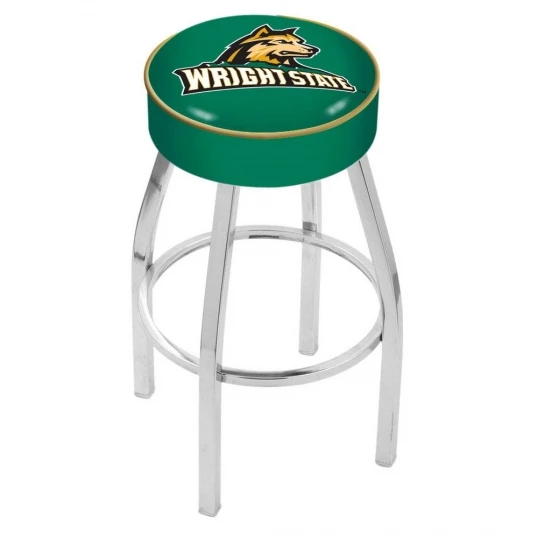 25 Inch Wright State Logo Swivel Bar Stool W/ Chrome Base 1 25 Inch Wright State Logo Swivel Bar Stool W/ Chrome Base