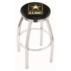 30 Inch Chrome U.S. Army Swivel Counter Stool W/ Accent Ring