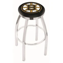 30 Inch Chrome Boston Bruins Swivel Counter Stool W/ Accent Ring