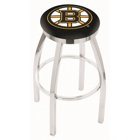 30 Inch Chrome Boston Bruins Swivel Counter Stool W/ Accent Ring 1 30 Inch Chrome Boston Bruins Swivel Counter Stool W/ Accent Ring