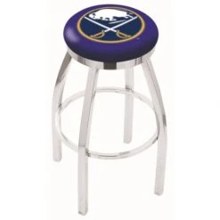 25 Inch Chrome Buffalo Sabres Swivel Bar Stool W/ Accent Ring