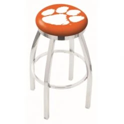 30 Inch Chrome Clemson Swivel Counter Stool W/ Accent Ring
