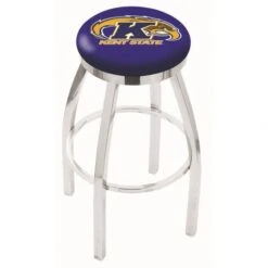 25 Inch Chrome Kent State Swivel Bar Stool W/ Accent Ring