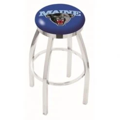 25 Inch Chrome Maine Swivel Bar Stool W/ Accent Ring