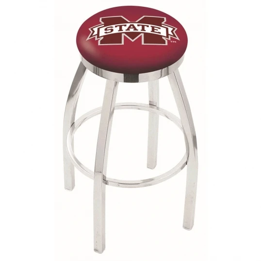 30 Inch Chrome Mississippi State Swivel Counter Stool W/ Accent Ring 1 30 Inch Chrome Mississippi State Swivel Counter Stool W/ Accent Ring