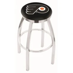 25 Inch Chrome Philadelphia Flyers (Black) Swivel Bar Stool W/ Accent Ring