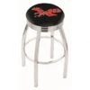 25 Inch Chrome Eastern Washington Swivel Bar Stool W/ Ribbed Accent