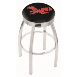 25 Inch Chrome Eastern Washington Swivel Bar Stool W/ Ribbed Accent