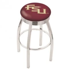 30 Inch Chrome Florida State Swivel Counter Stool W/ Ribbed Accent