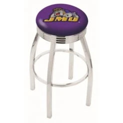 25 Inch Chrome James Madison Swivel Bar Stool W/ Ribbed Accent