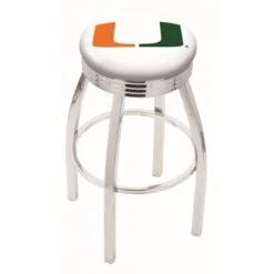 25 Inch Chrome Miami Swivel Bar Stool W/ Ribbed Accent