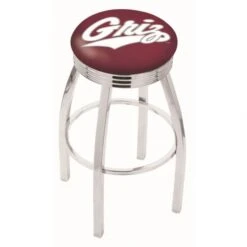 25 Inch Chrome Montana Swivel Bar Stool W/ Ribbed Accent