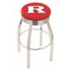 25 Inch Chrome Rutgers Swivel Bar Stool W/ Ribbed Accent
