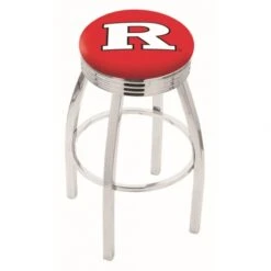 30 Inch Chrome Rutgers Swivel Counter Stool W/ Ribbed Accent