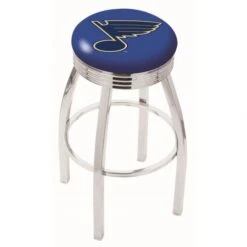 30 Inch Chrome St Louis Blues Swivel Counter Stool W/ Ribbed Accent