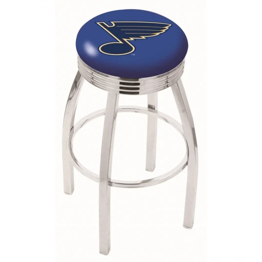 30 Inch Chrome St Louis Blues Swivel Counter Stool W/ Ribbed Accent 1 30 Inch Chrome St Louis Blues Swivel Counter Stool W/ Ribbed Accent