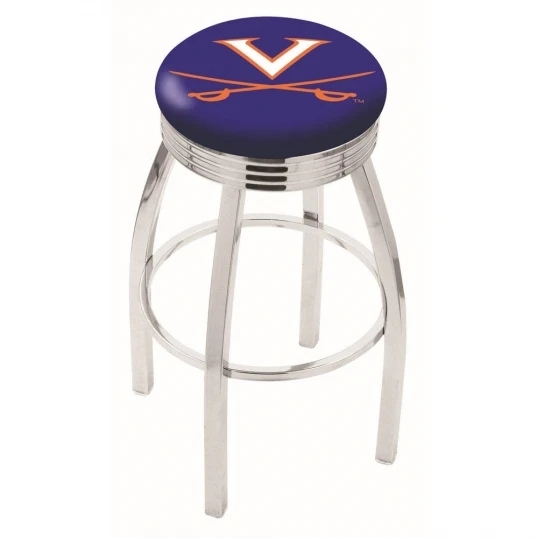 30 Inch Chrome Virginia Swivel Counter Stool W/ Ribbed Accent 1 30 Inch Chrome Virginia Swivel Counter Stool W/ Ribbed Accent