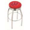25 Inch Chrome Wisconsin (W) Swivel Bar Stool W/ Ribbed Accent