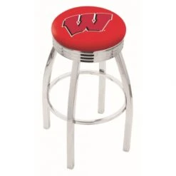 25 Inch Chrome Wisconsin (W) Swivel Bar Stool W/ Ribbed Accent