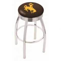 25 Inch Chrome Wyoming Swivel Bar Stool W/ Ribbed Accent