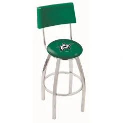 25 Inch Chrome Dallas Stars Swivel Bar Stool W/ Back