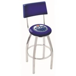 30 Inch Chrome Edmonton Oilers Swivel Counter Stool W/ Back