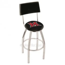 30 Inch Chrome Miami Of Ohio Swivel Counter Stool W/ Back